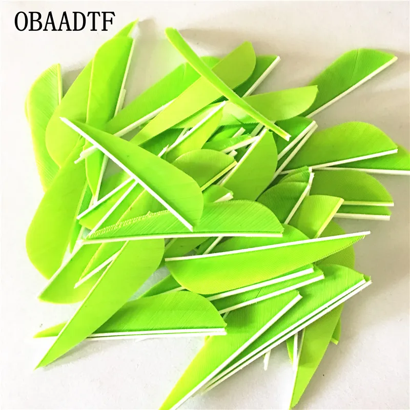 

50Pcs 3 inch Water Drop Turkey Feather Colour Fluorescent Green High Quality Real Feather Arrow Feathers Vanes Archery