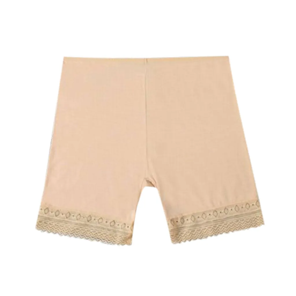 Beige Удобные женские Защитные шорты под юбку кружевной дизайн для многоярусные Юбки Короткие Штаны эластичная лента 4 размера 3 цвета брюки юбка - Цвет: Beige
