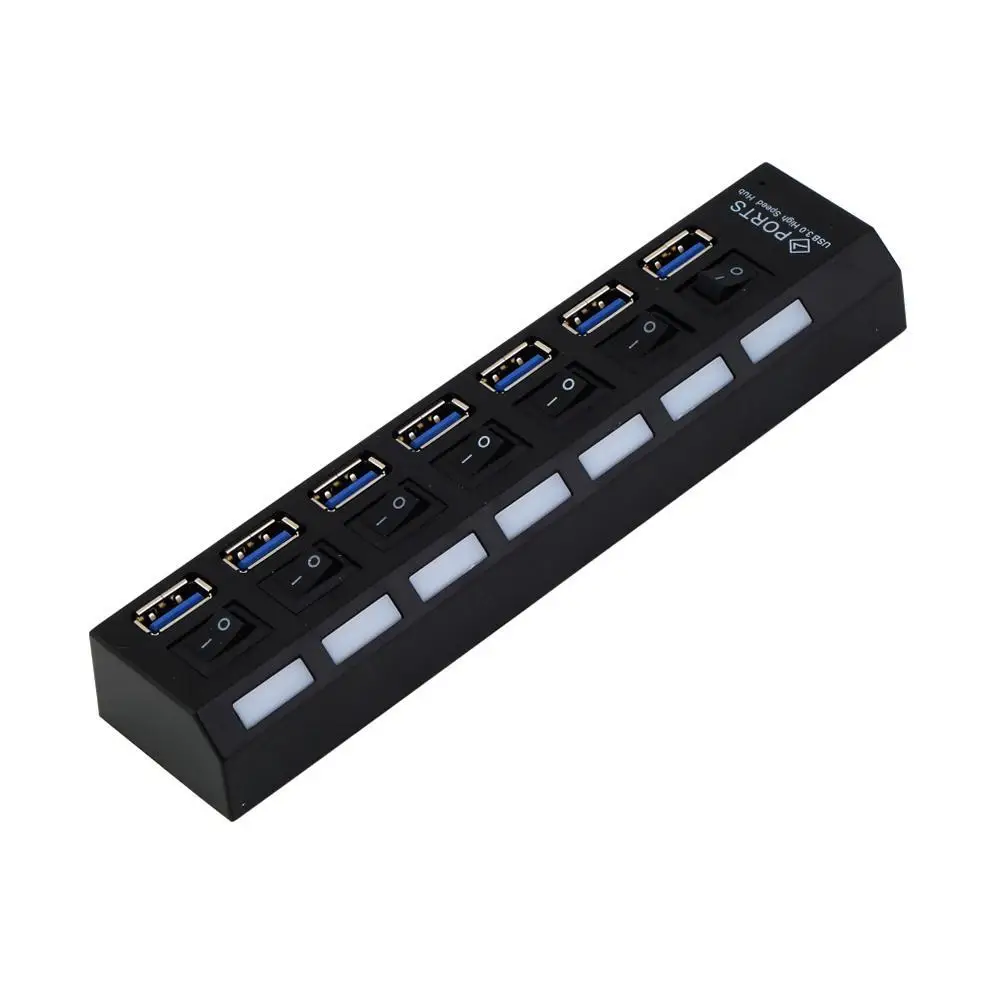 7 портовый концентратор USB 3 0 с переключателями ВКЛ./ВЫКЛ. + кабель адаптера
