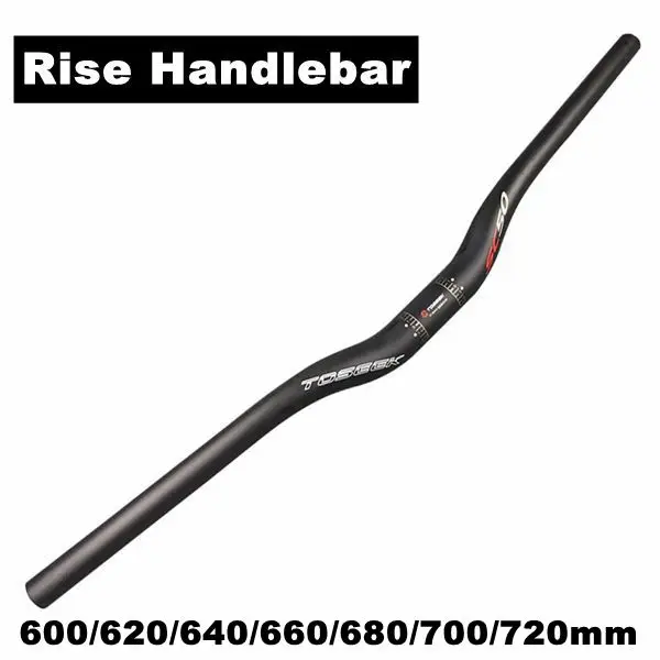 Riser Handlebar TOSEEK углеродное волокно для горного велосипеда, наборы велосипедных рулей+ подседельный штырь+ Стволовые велосипедные MTB части, матовый черный - Цвет: Riser Handlebar