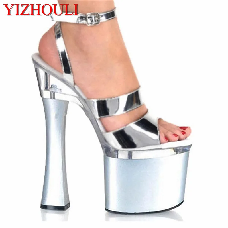 Big Size 18cm Sexy Super High Heel Platforms Crystal Sandals, Pole Dance / Performance / Star / Model Shoes, Woman Dance Shoes