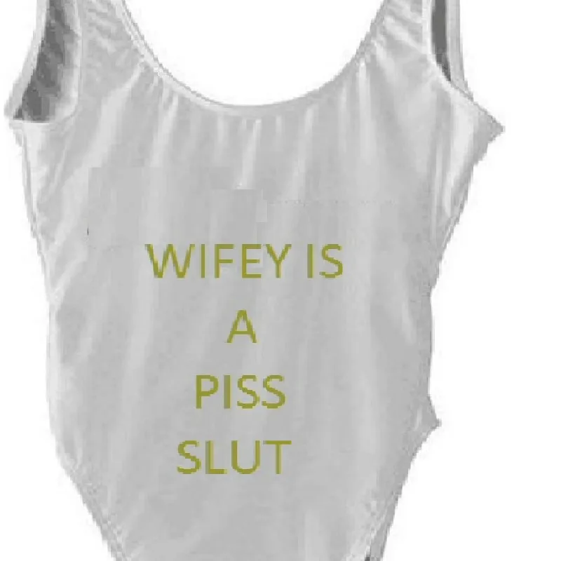 Женский купальный костюм Wifey is a PISS Slut золотистый цельный пляжный 2019|swim|swimwear swimmingbain |