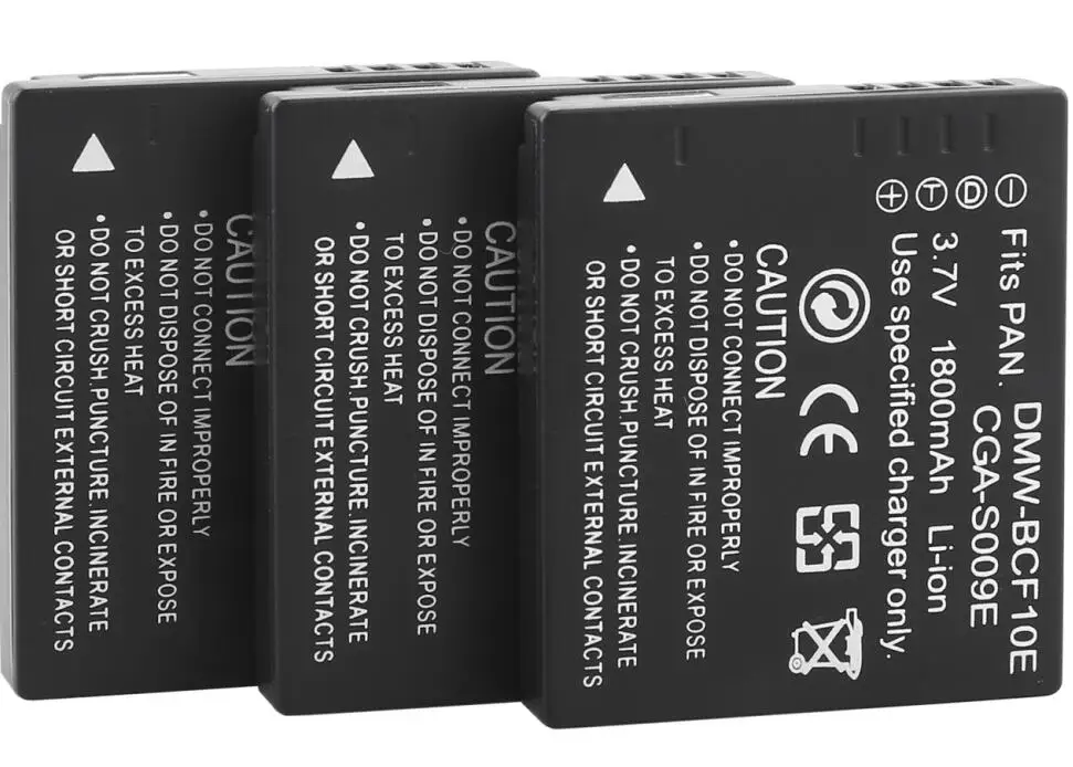 3 battery DMW-BCF10E Батарея& Зарядное устройство для цифрового фотоаппарата PANASONIC Lumix DMC-F2 DMC-FH3 FH20 FH22 DMC-FH20A DMC-FH20K DMC-FH20R DMC-FH20S DMC-FH20V - Цвет: 3 battery