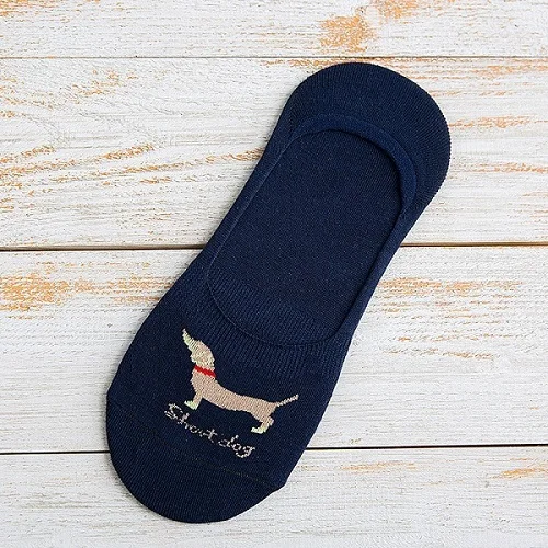 Navy Socks 10 шт. = 5 пар/лот, мужские носки-башмачки, летние новые милые короткие Нескользящие силиконовые невидимые хлопковые носки с рисунком собаки, мужские короткие носки, тапочки, Meia - Цвет: Navy Socks