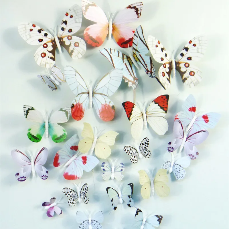 Hot 12Pcs/Set Bedroom Room 3D Three-Dimensional Refrigerator Stereo Simulation Vivid Butterfly Magnet Wall Sticker Decoration | Дом и сад
