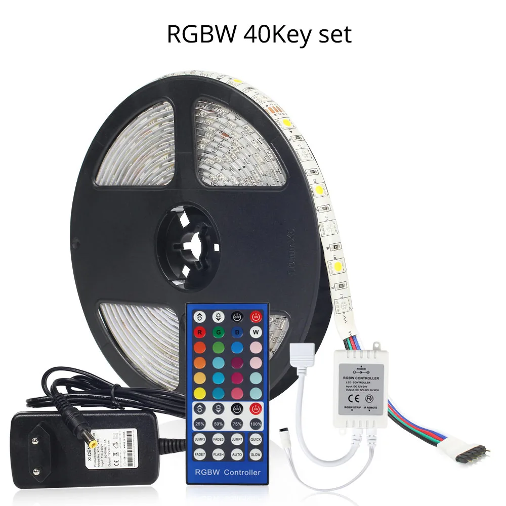 Светодиодные ленты 5050 RGB RGBW rgbww 60 Светодиодный s/m 5 м с ИК-пульт 12 V 3A адаптер DC12V 5050 Светодиодные ленты свет комплект