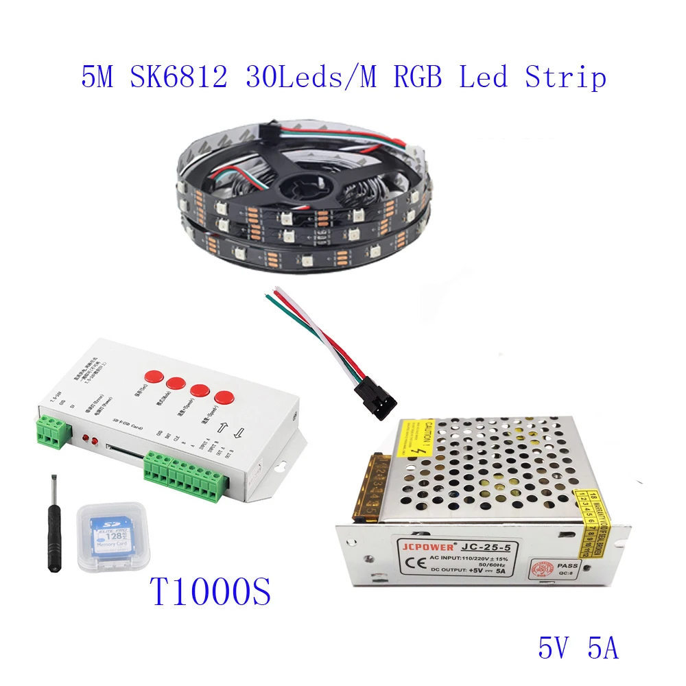 25 м 20 15 10 5 WS2812B Светодиодная лента IC 30 светодиодов/м RGB умная Пиксельная полоса +