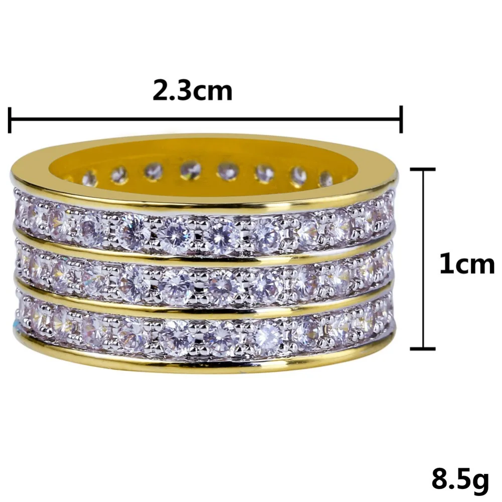 TOPGRILLZ стиль хип-хоп Рок микро проложить кубический циркон кольцо полный Iced Out Bling медь золото цвет кольца для мужчин ювелирные изделия