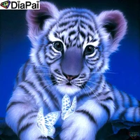 diapai diamond painting 5d diy 100 full squareround drill tiger butterfly diamond embroidery cross stitch 3d decor a16806