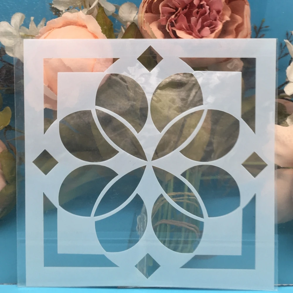 

5.9" Flower Square DIY Craft Layering Stencils Wall Painting Scrapbooking Stamping Embossing Album Paper Card Template F5527