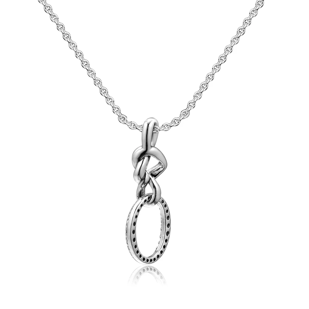 Knotted Heart Necklaces 100% 925 Sterling Silver Jewelry with Clear CZ Free Shipping | Украшения и аксессуары