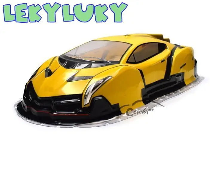 Легкий желтый 1/10 ПВХ Окрашенный корпус Корпуса для R/C гоночного автомобиля