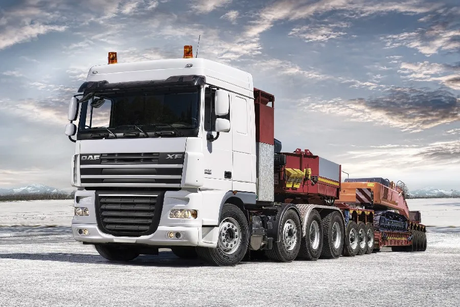 Daf xf105 грузовик автомобиль боковой вид экскаватор фототкань печать Настенная