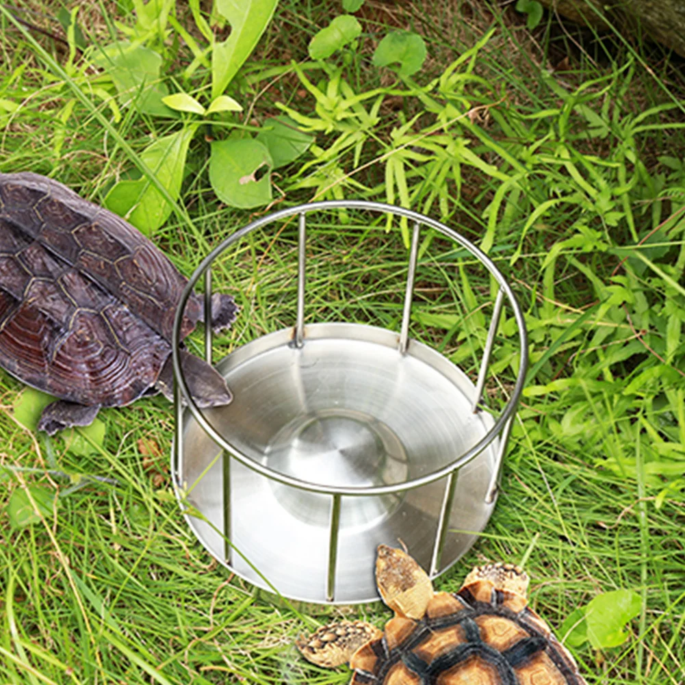Наружная черепаха миска для кормления диспенсер воды дома из нержавеющей стали