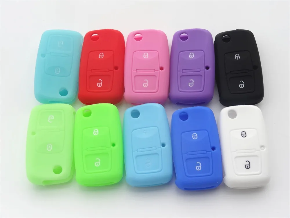 AUTEWODE Silicone Car key Cover for Passat Polo Golf SEAT SKODA Octavia 2 button Auto parts silicone case vw 1pc | Автомобили и