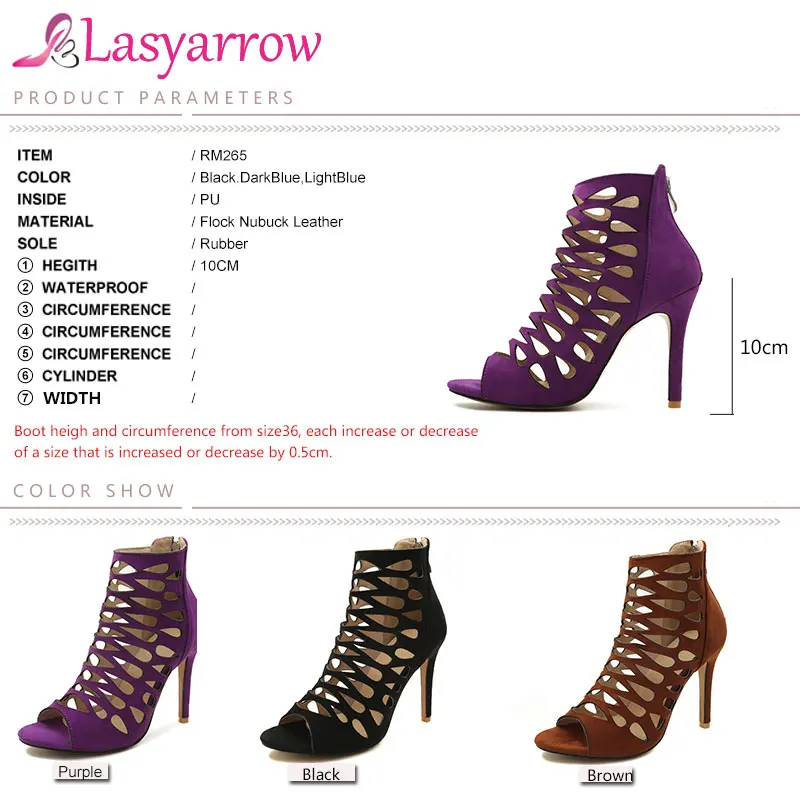Сандалии Lasyarrow женские с открытым носком босоножки-гладиаторы вырезами на молнии