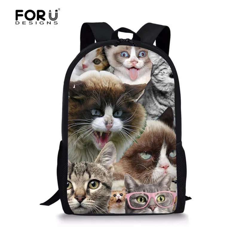 Z4594C FORUDESIGNS/3 шт./компл. очаровательного котенка кота школьный рюкзак для девочек синий школьный учащихся начальной школы книга сумка Mochila escolar - Цвет: Z4594C
