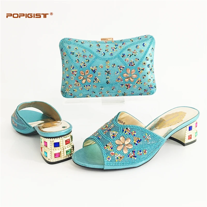 Новый комплект из обуви и сумки бирюзового цвета комплекты в африканском стиле