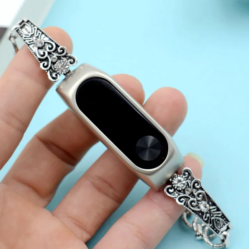 Браслет для Xiaomi Mi Band 2 Металлический Стальной браслет с кристаллами и