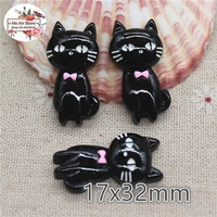10pcs resin halloween black cat flat back cabochon art supply decoration charm hair bow center