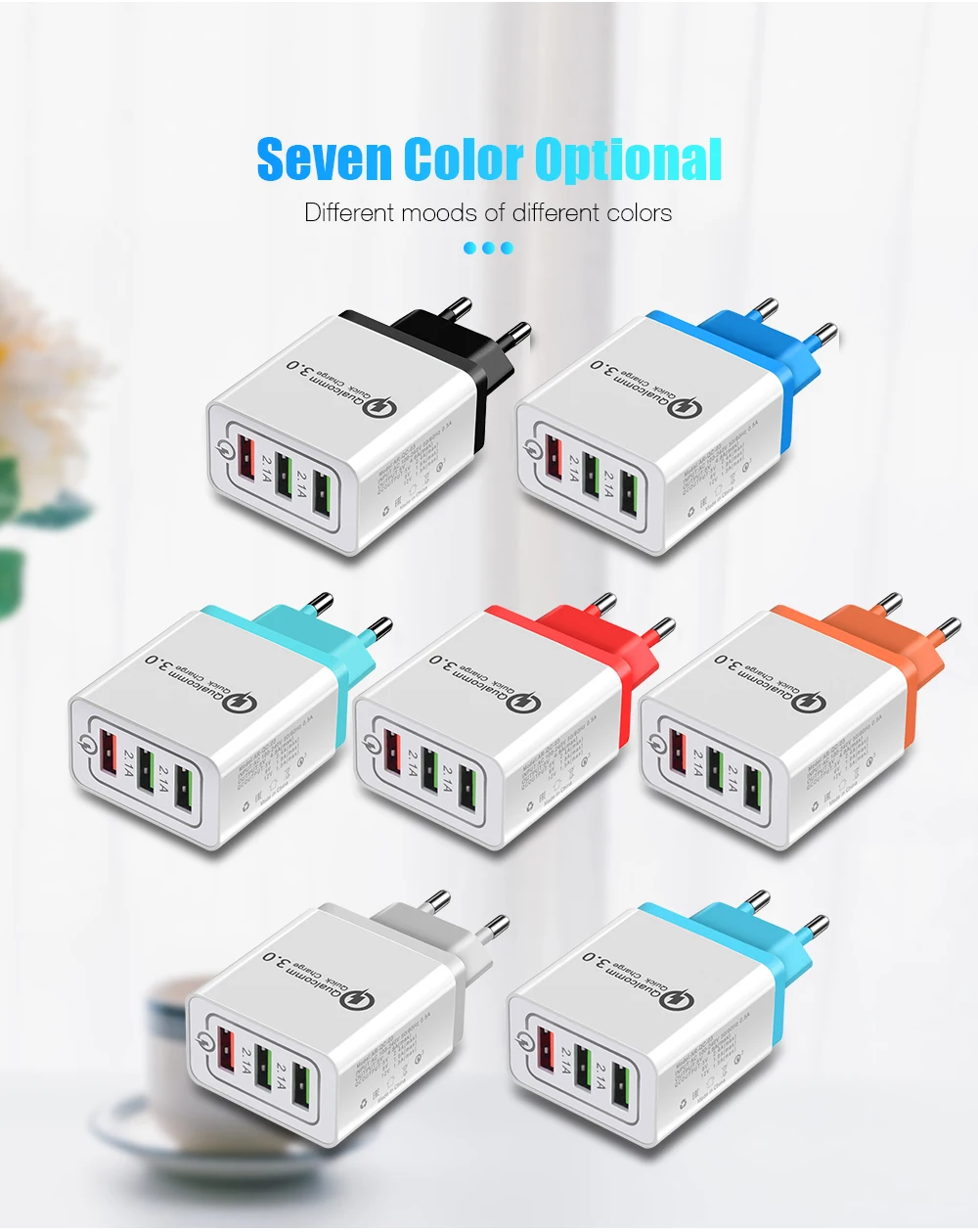 Rock USB Charger For Samsung LG QC 3.0 Fast Charging Wall Charger Mobile Adapter for iPhone Huawei Travel Charge EU Plug Adapter