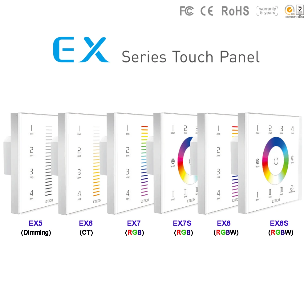 LTECH RF 2.4G 4 zones DMX512 Touch Panel Dimming/CT/RGB/RGBW led strip light controller AC100-240V EX5 EX6 EX7 EX7S EX8 EX8S | Лампы и