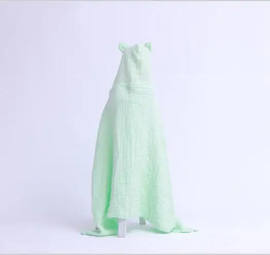 Green Муслиновый хлопковый детский банный халат с капюшоном, банное полотенце, мягкое детское Хлопковое одеяло, впитывающее, высыхающее, пляжное полотенце, мочалка - Color: Green
