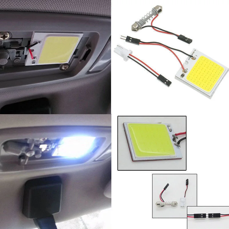 10 шт./лот 12V 6ВТ 48SMD COB светодиодный салона Купол Панель T10 гирлянда светильник