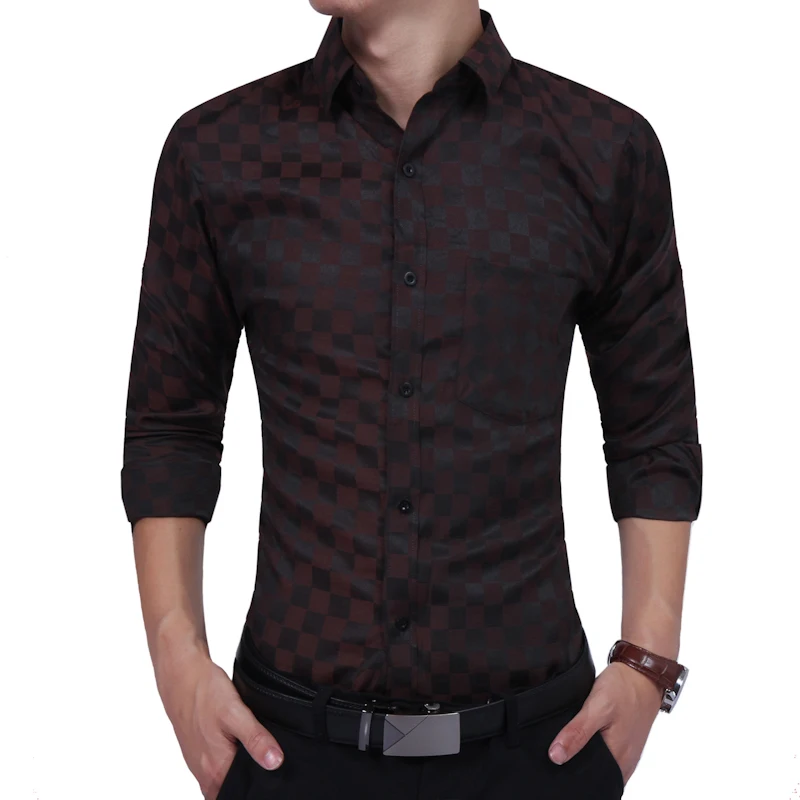 Бренд 2018 г. модные мужские рубашки с длинными рукавами Высокое качество Алмазный