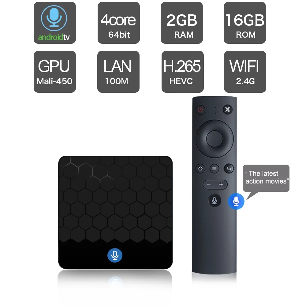 X88 мини Google Android ТВ Ящик Голосовой Управление X88mini Rockchip RK3328 2 ГБ 16 4 К 60fps 1080 P Play Store