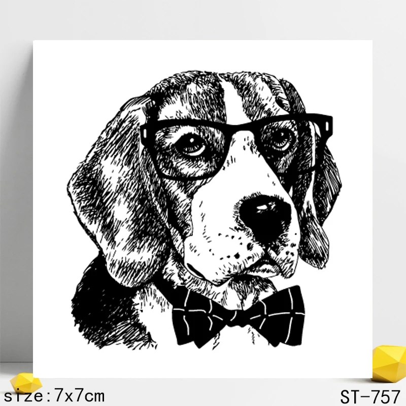 

AZSG Dog wearing glasses Clear Stamps/Seal For DIY Scrapbooking/Card Making/Album Decorative Rubber Stamp Crafts