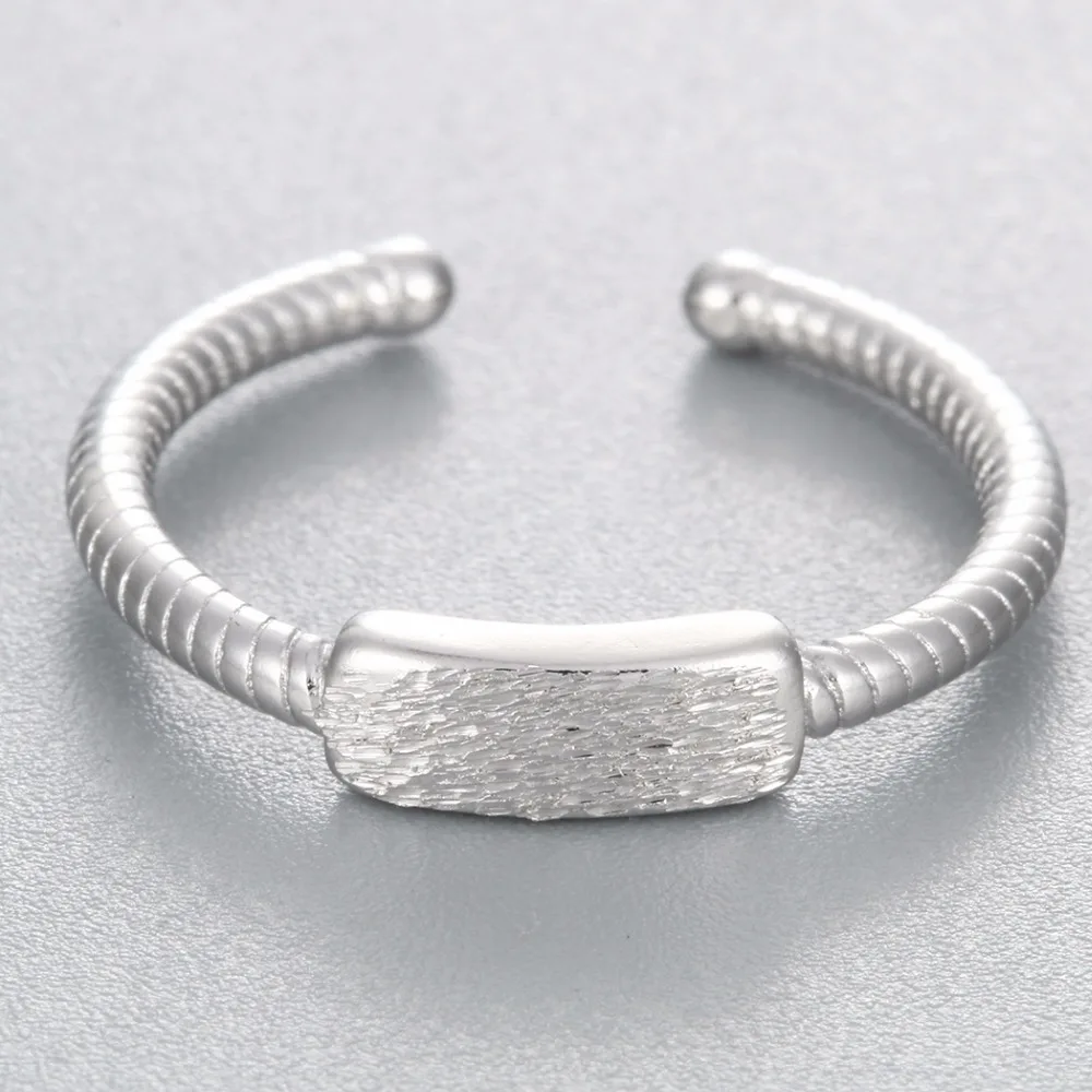 Kinitial 1 шт. 925 silver геометрическим квадратный Кольца девушку свадьбы твист кольцо