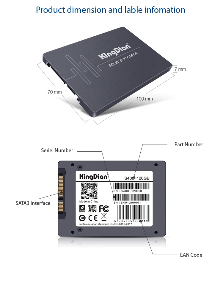 KingDian SSD жесткий диск 120 GB Sata Disco Duro SSD 120 GB S400 120 GB 2,5 ''Dysk SSD SATA3 Внутренний твердотельный диск 128Gb ноутбук