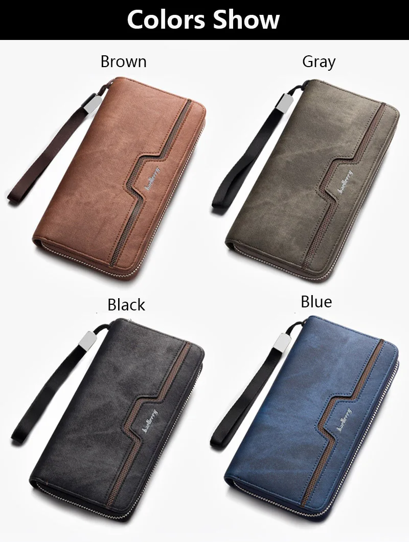 Baellerry Casual Leather Long Wallet Men Walet Male Clutch Zipper Wallets Men Phone Purse Money Bag Coin Pocket Card Holder