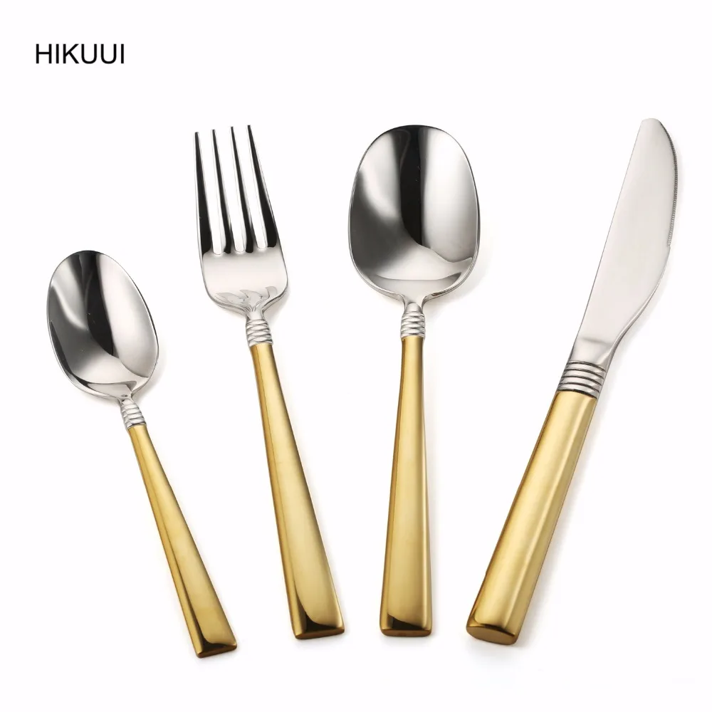 Набор столовых приборов из нержавеющей стали 4 шт. 18 10 дюймов|cutlery set|gold cutleryflatware set |