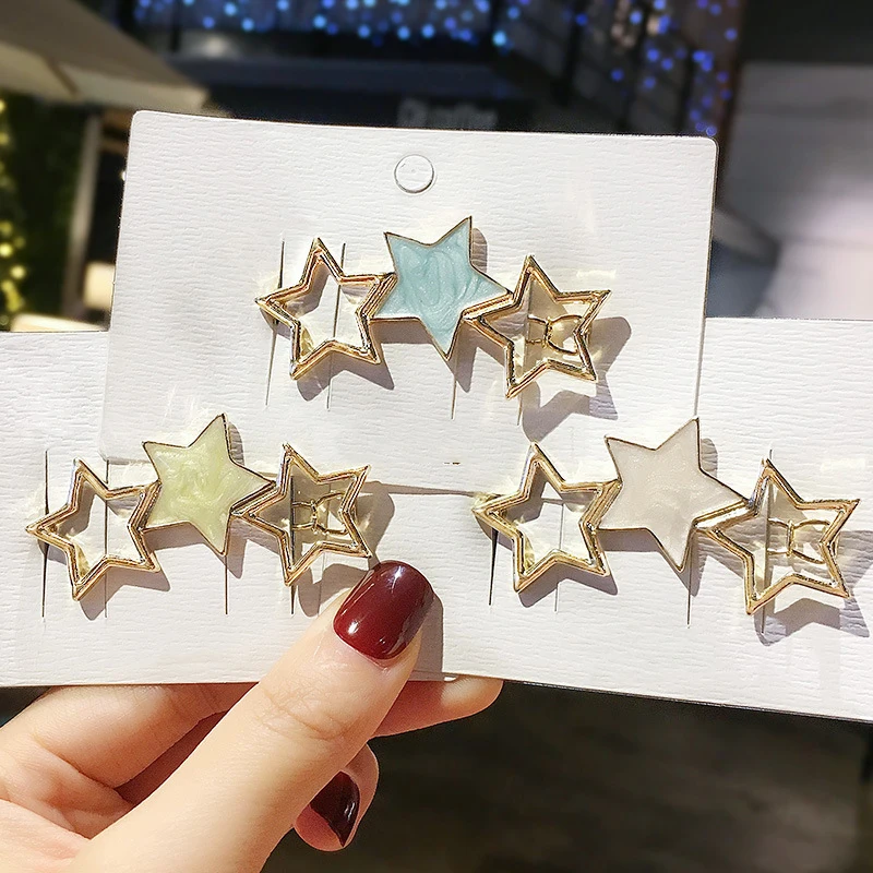 Женские заколки для волос Ruoshui со звездами золотые девочек с кристаллами женские