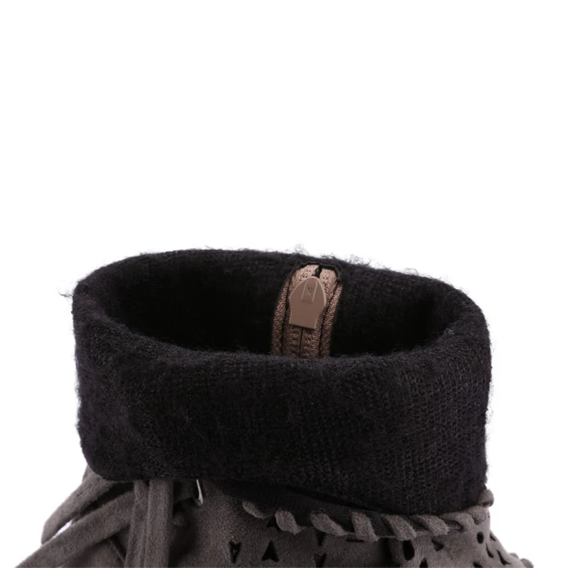 

Botines Mujer 2018 Women Ankle Boots Short Plush Warm Winter Women Boots Fringe Hollow Autumn Boots for Women Shoes