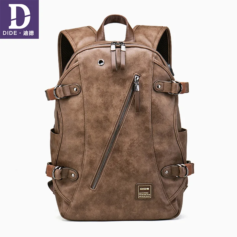 

DIDE USB Charging Backpack School Bag men laptop Travel back pack Leather bagback Waterproof Schoolbag Large Capacity