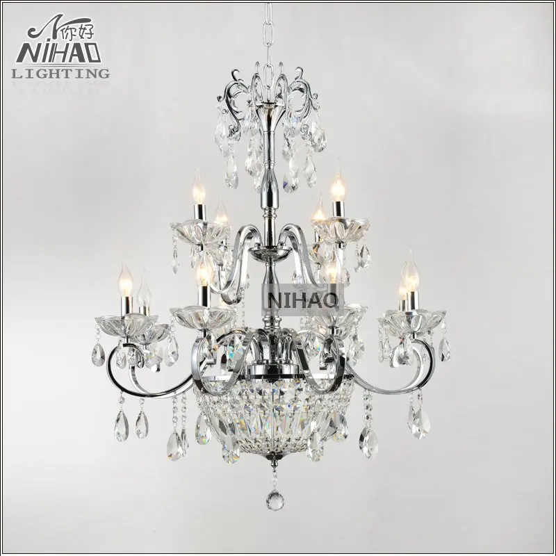 Кованое железо хрустальная люстра светильник 2 яруса 12 E14 или E12 Хрустальный блеск