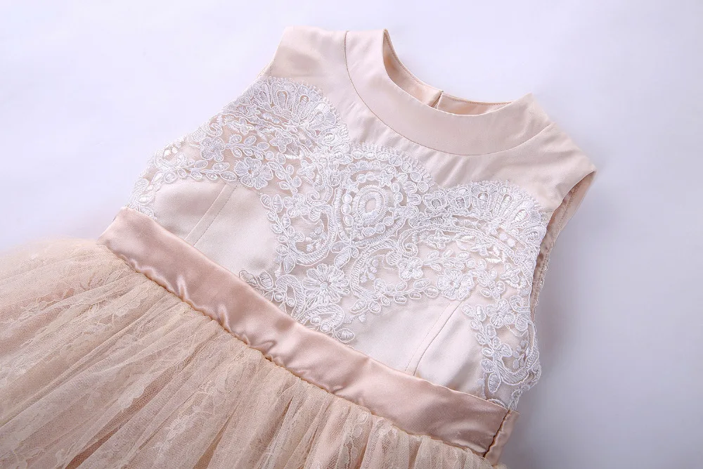 Cutestyles New Arrival Girl Party Dress Flower Prom Beige Grandi Wedding Kids Clothes | Детская одежда и обувь