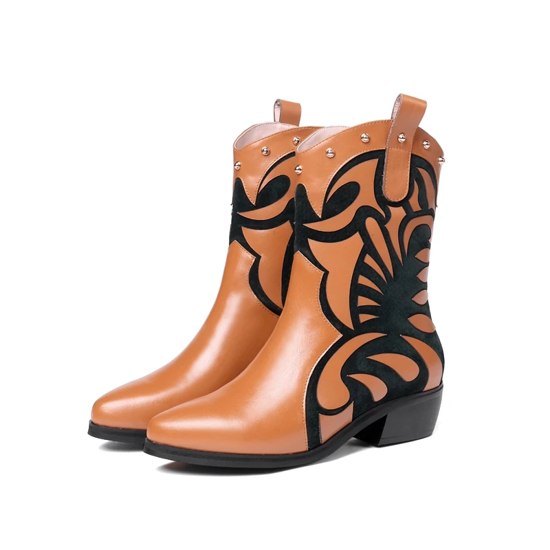 Женские ботильоны в богемном стиле из натуральной кожи ретро с принтом на молнии