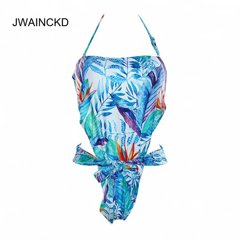 

JWAINCKD Sexy One Piece Swimsuit 2019 Swimwear Women Backless Knotted Padded Bodysuit Bathing Suit Swim Beachwear Monokini XL