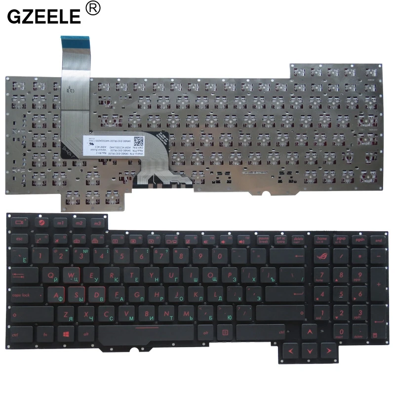 Gzeele Русский Клавиатура для ноутбука ASUS g751 g751jm g751jt g751jy 0knb0-e601ru00 asm14c33suj442 черный и новые RU Макет без рамки
