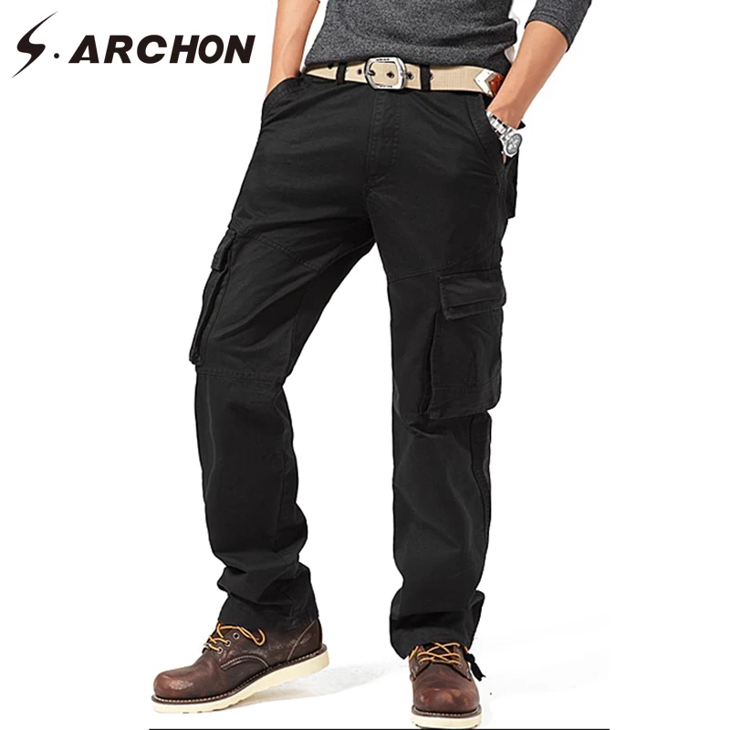 Мужские брюки карго S.ARCHON дышащие тактические штаны из 100% хлопка ветрозащитные с