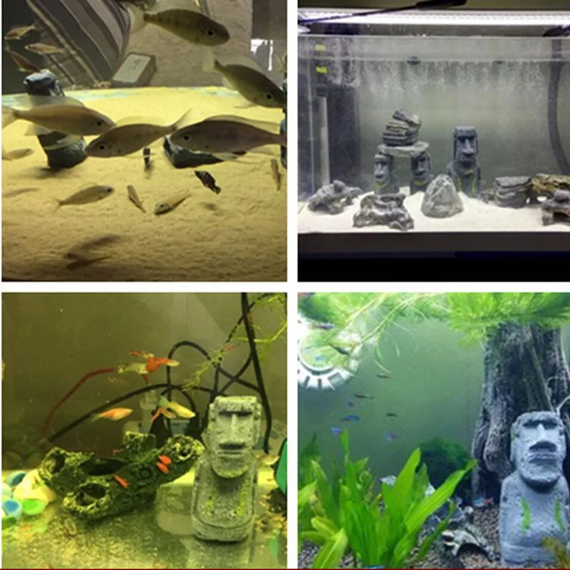 Каменная статуя HU с пасхальным островом маленькое украшение для аквариума