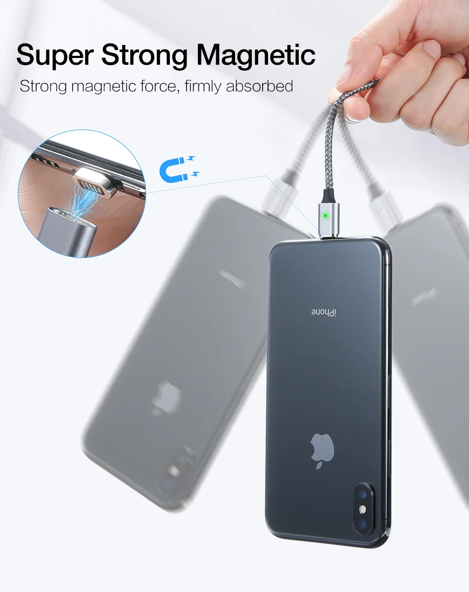 Магнитный кабель RAXFLY Micro usb type-C для huawei P20, Магнитный зарядный usb-кабель для iPhone X XS XR, usb-кабель для зарядки