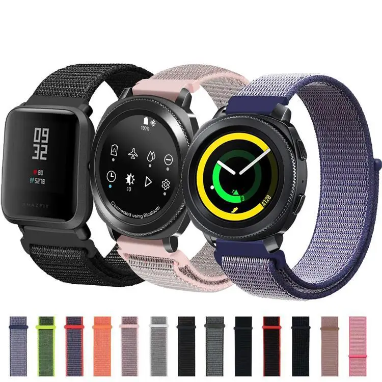 22 мм 20 мм нейлоновая петля для samsung Galaxy Watch Active 46 мм S3 ремешок браслет для Amazfit Bip GTR huawei Garmin Vivoactive3