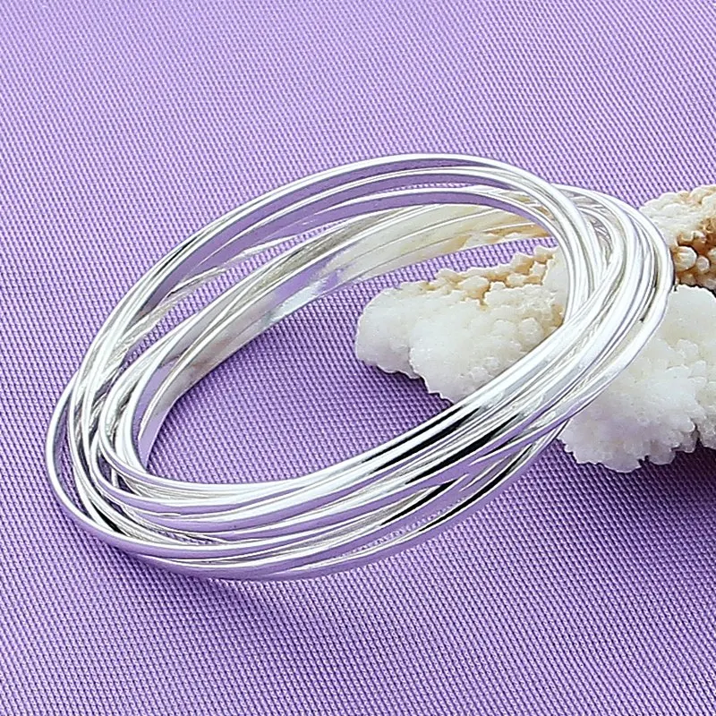 Женский 925 серебряный цвет, модный браслет, высокое качество, серебряный шарм, многолинейный браслет, браслеты, ювелирные изделия
