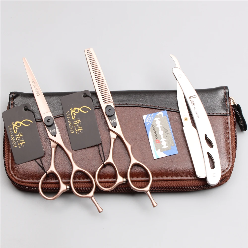 3 шт. 5 &quot16 см JP 440C Mr Rabbit Парикмахерские ножницы филировочные Профессиональные для