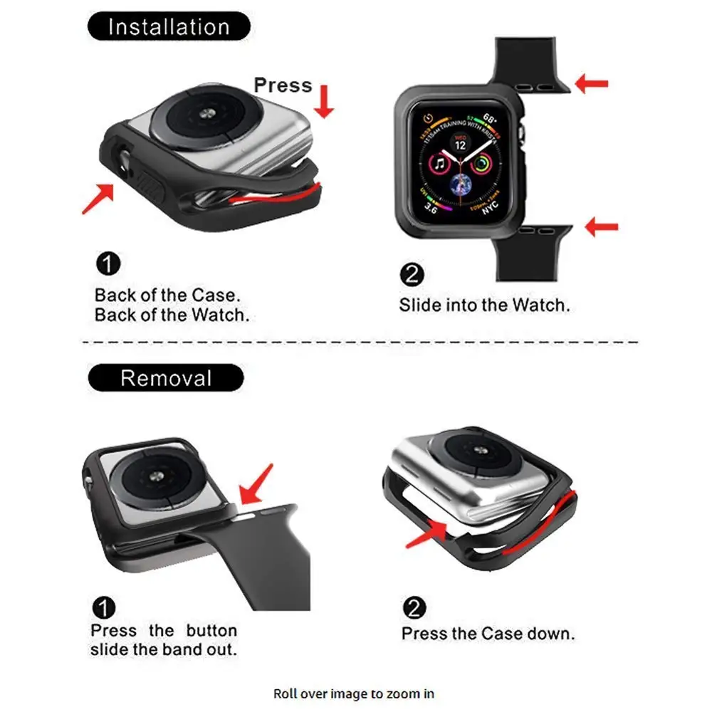 Мягкий силиконовый чехол для часов JANSIN с сопротивлением падению для Apple Watch 44 мм 40 мм серия 4 Защитная крышка для экрана для iWatch Series 4